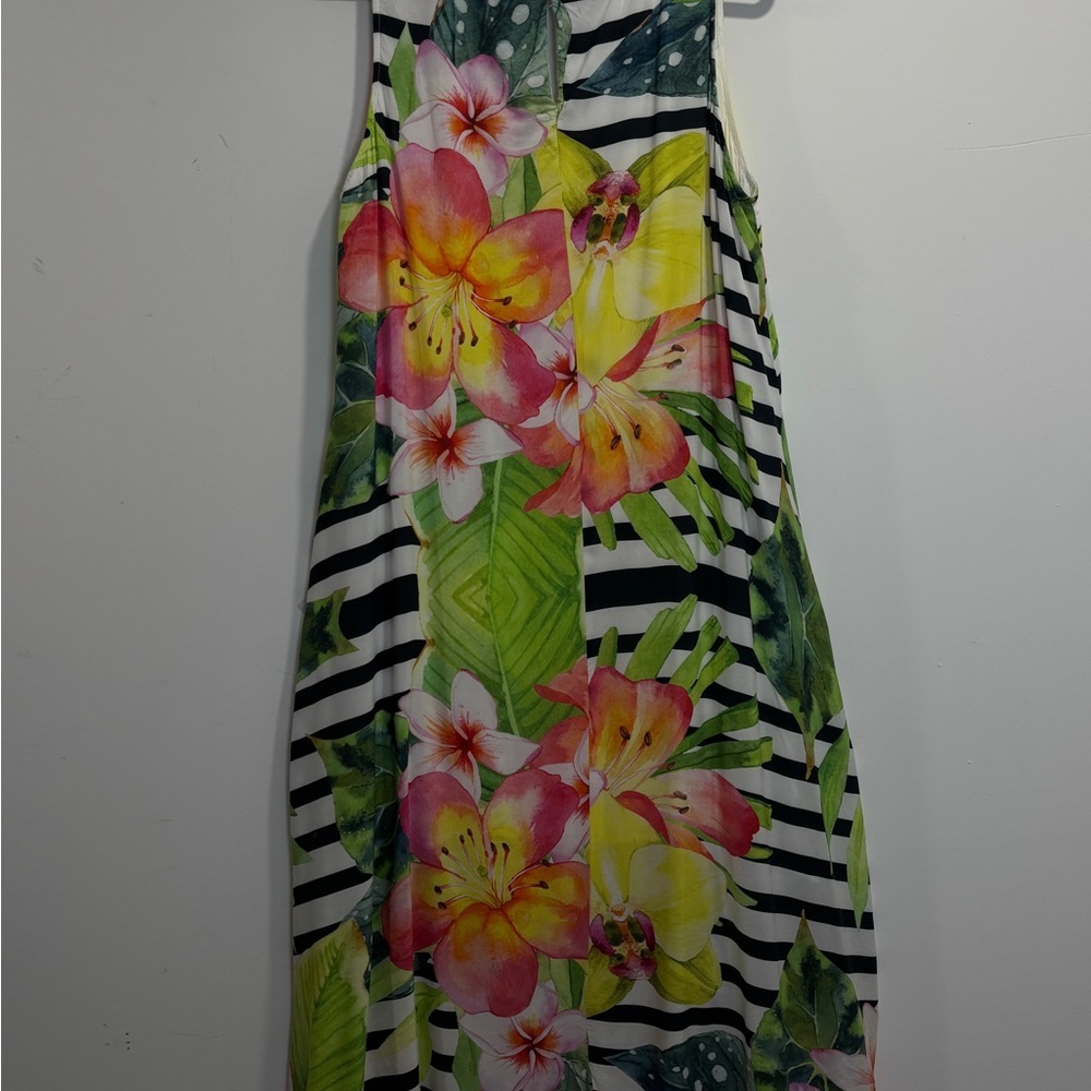 Cartise 16 Tropical Floral Midi Dress Bright Hibiscus Print Sleeveless Summer - Picture 7 of 15